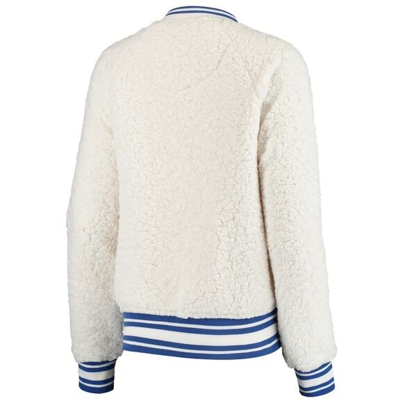 New Era New York Giants Cream Athletic Sherpa Full-Zip Bomber Jacket Women’s Med - Picture 3 of 13